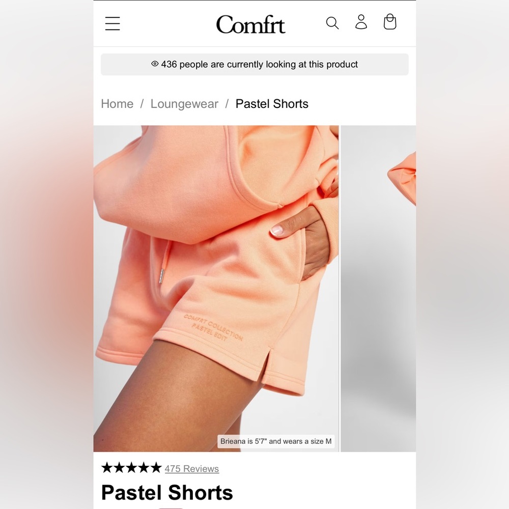 Comfrt Pastel Orange Lounge Shorts - NWOT